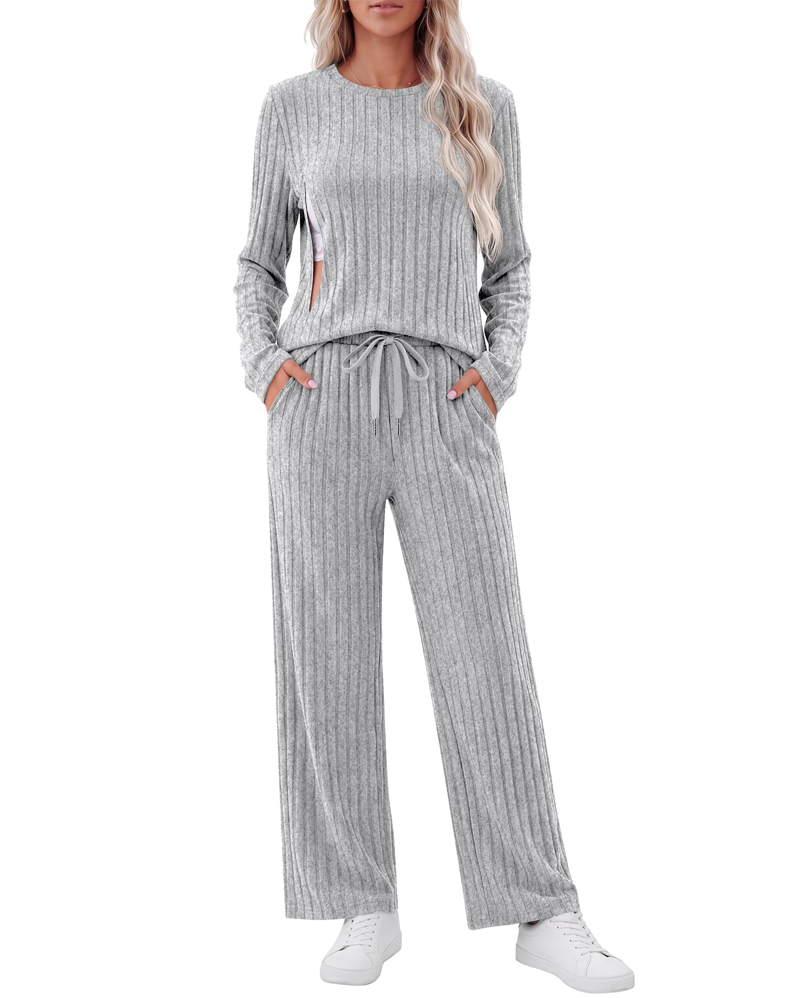 Huukeay 2 Piece Nursing Breastfeeding Se, XX-Large, Gray