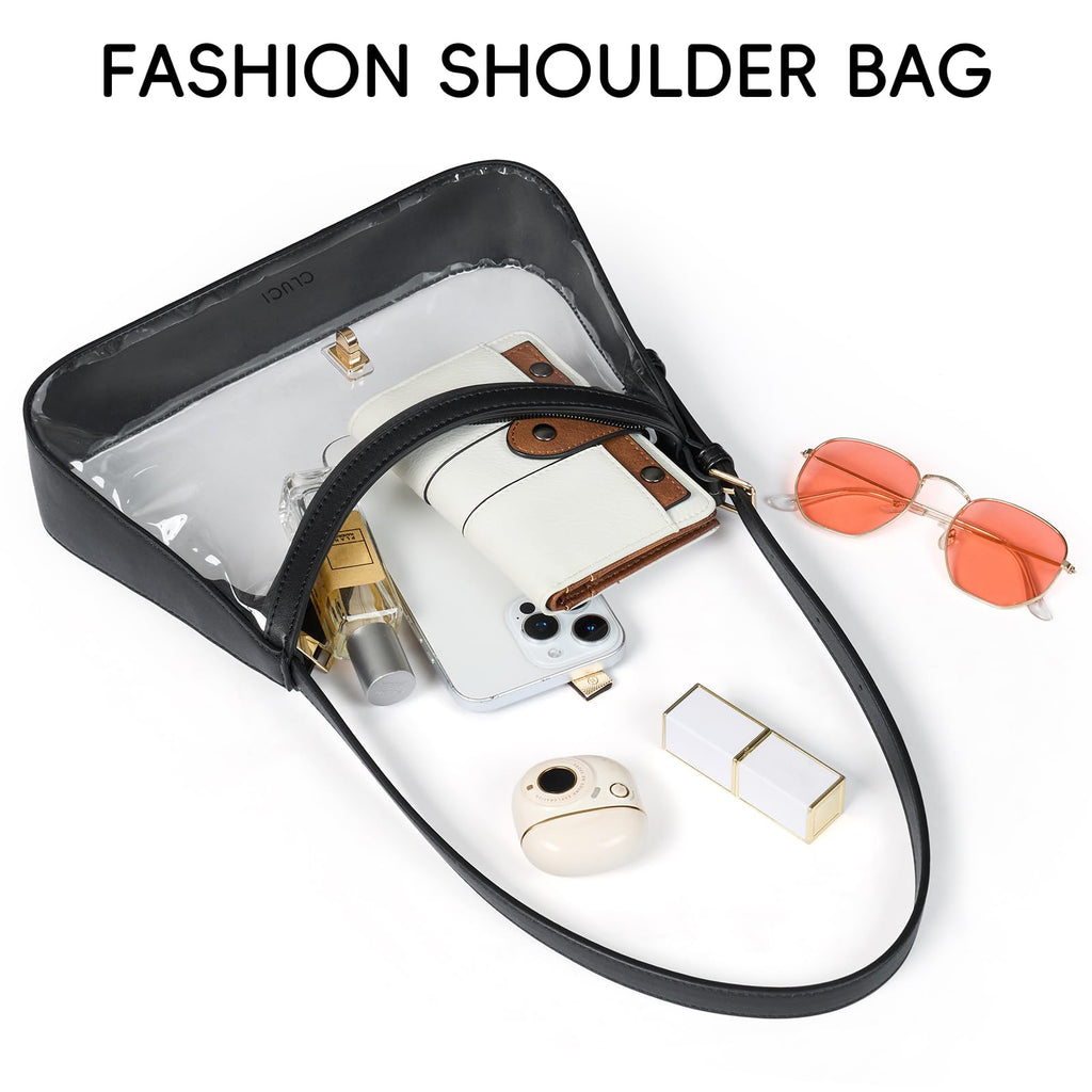 CLUCI Clear Bag for Stadium Events, Clear Purses for Women, Shoulder Bag Hobo Handbag with Adjustable Strap