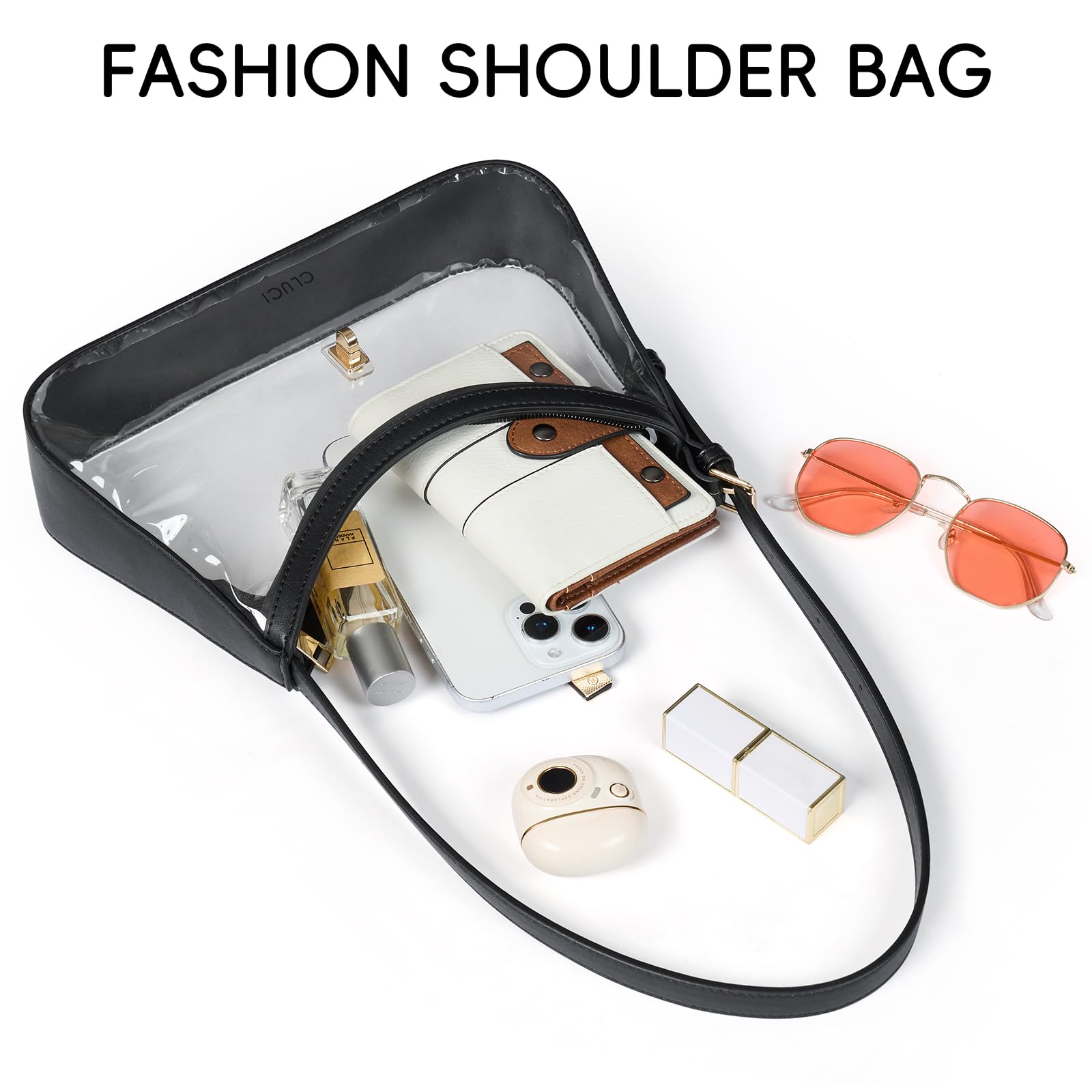 CLUCI Clear Bag for Stadium Events, Clear Purses for Women, Shoulder Bag Hobo Handbag with Adjustable Strap