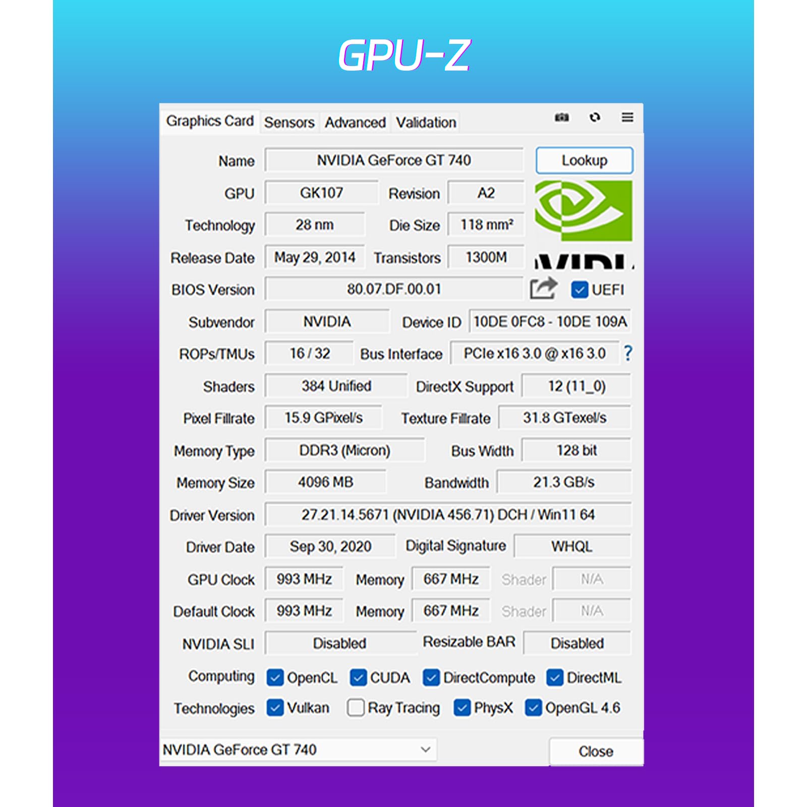 SOYO Geforce GT 740 Low Profile Graphics Card, 4GB DDR3 128 Bit Video Card with HDMI 2.0/VGA/DVI PCI Express x16 3.0 Single Fan Computer GPU