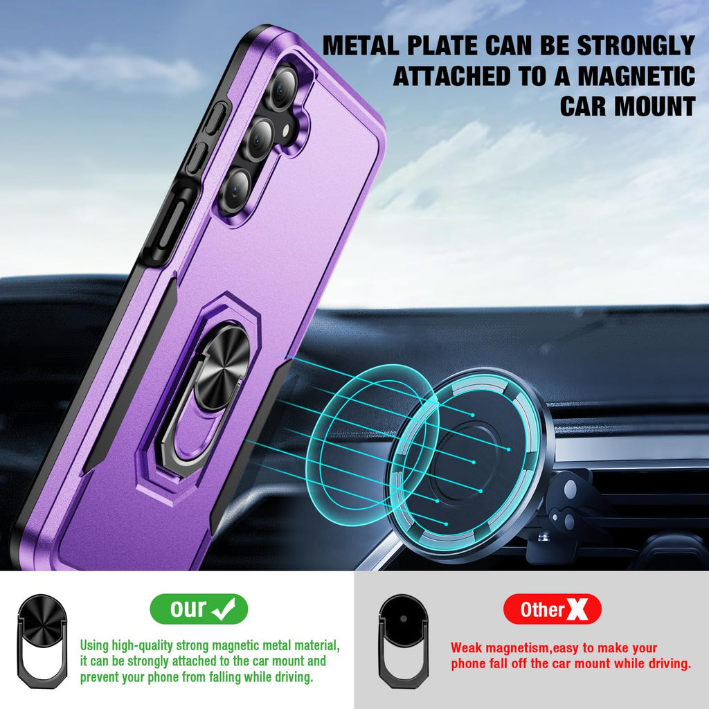 Bonkier for Samsung Galaxy A26 5G Phone Case [15 FT Military Grade Drop Protection] with 2X Tempered Glass Screen Protector, Heavy-Duty Shockproof Magnetic Kickstand Case for Galaxy A26 5G (Purple)