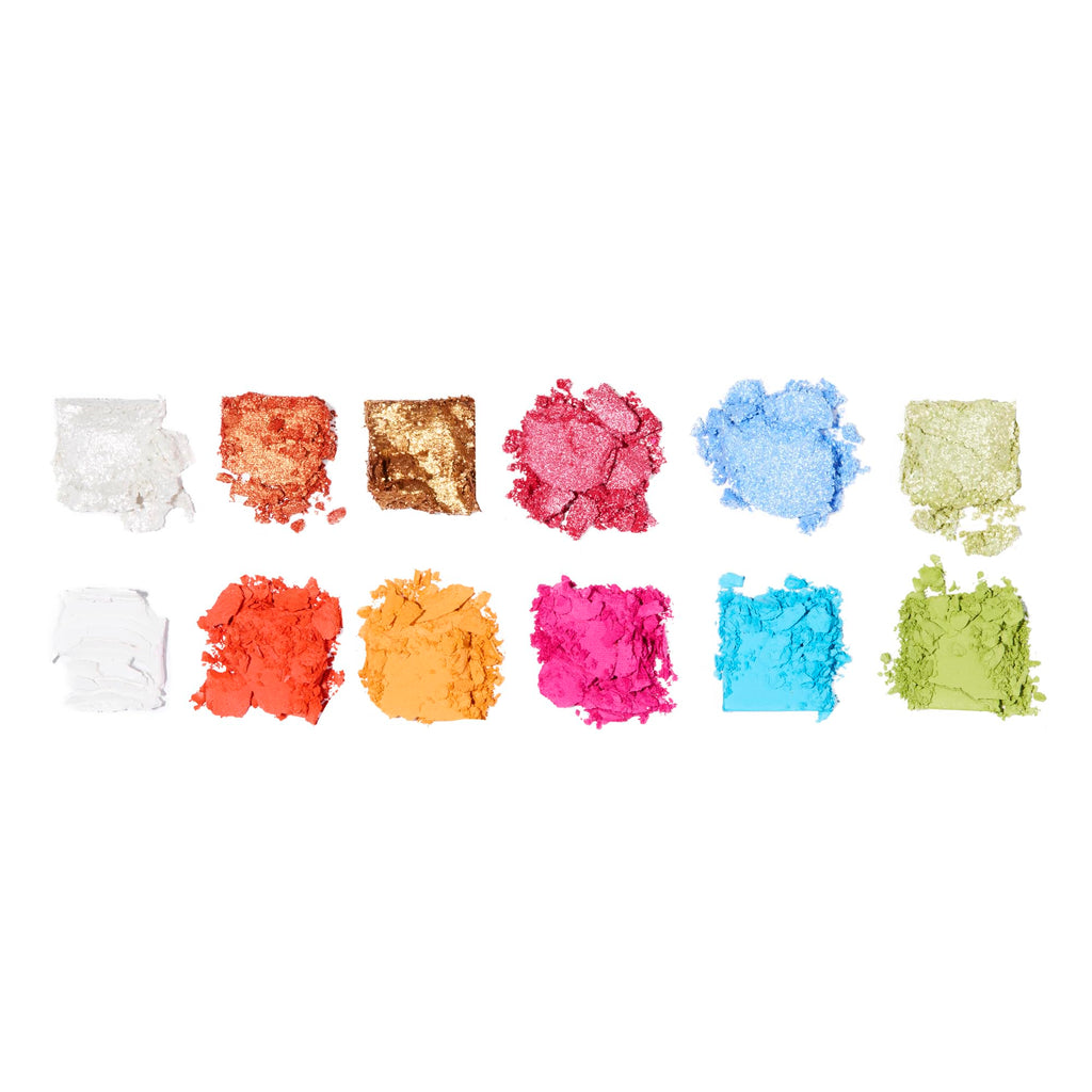 Revolution, The Vibrant Icon Brights Palette, 12 Pigmented Cream Matte & Shimmer Shades, Blendable & Compact Formula, Vegan & Cruelty-Free, 3.53 oz