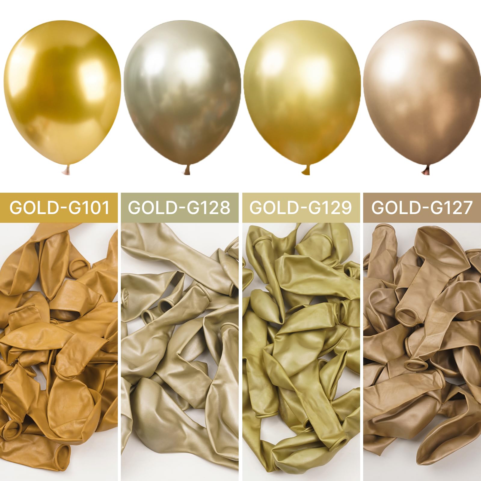 PartyWoo Gold Balloons 127pcs Different Sizes of 36 18 12 10 5 Inch Gold Balloon Arch Kit Garland for Birthday Wedding Anniversary Baby Shower Graduation Retirement Casino Party Decorations Gold-G101