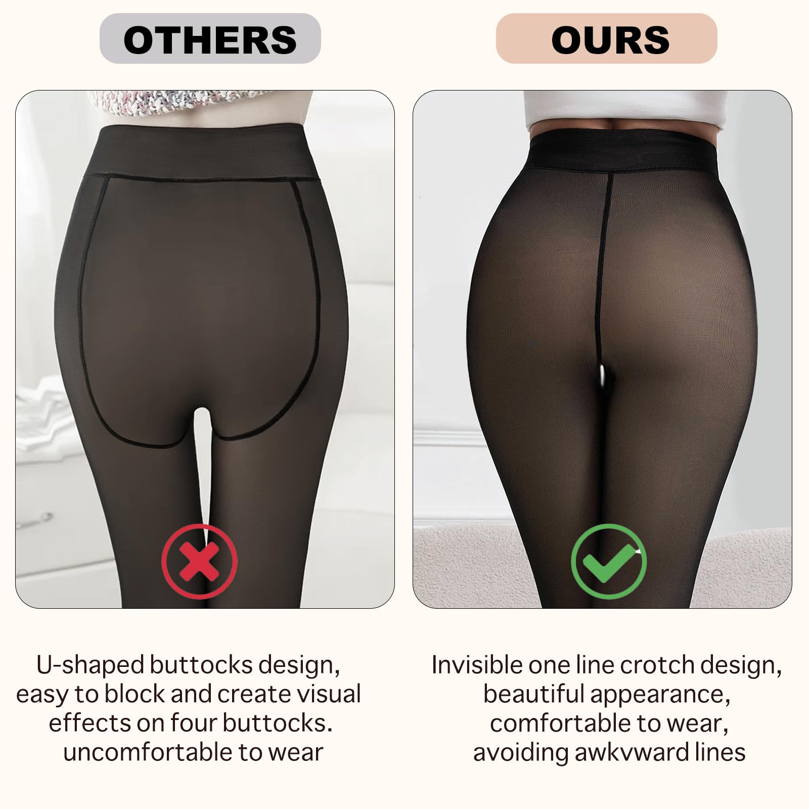 Apriddeo 2025 One-Seam Fleece Lined Tights More Warmth Fake Translucent Pantyhose High Waist Thermal Legging Women