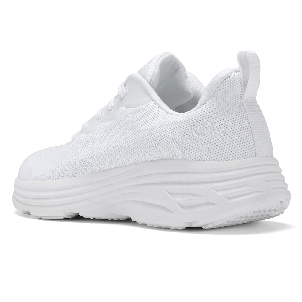 LCGJR Men's Slip On Cushion Running Shoes Lightweight Breathable Walking Shoes Non Slip Athletic Fashion Tennis Sneakers White Size 13