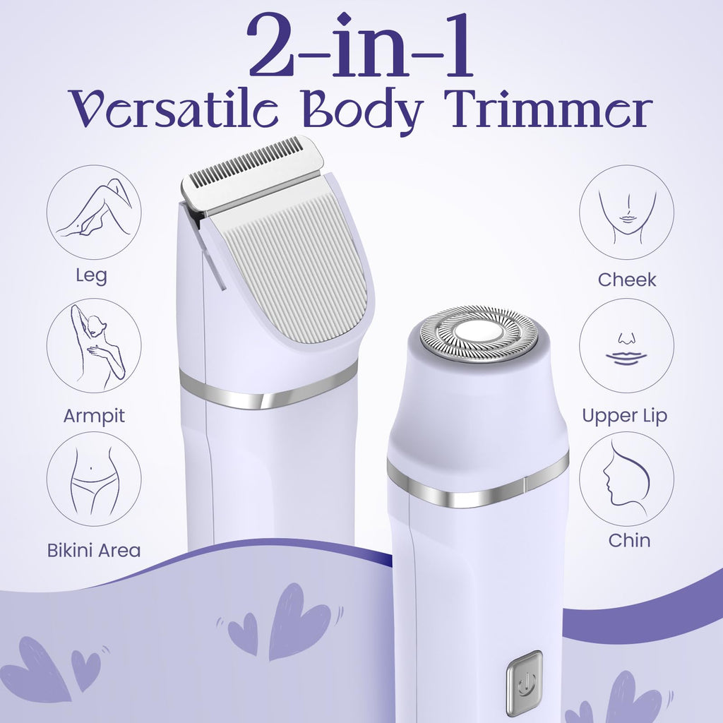 Electric Razors for Women - Wet/Dry Womens Electric Shaver for Legs, Replaceable Body Hair Blade Heads&Hair Remover for Face Head, No Nick, No Cut, No Razor Burn, Purple