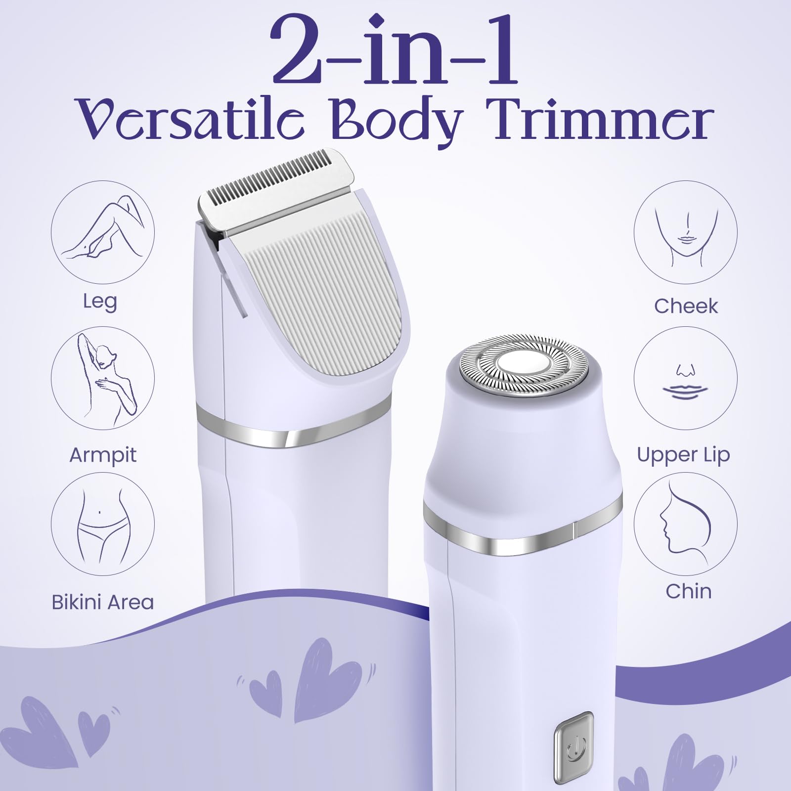 Electric Razors for Women - Wet/Dry Womens Electric Shaver for Legs, Replaceable Body Hair Blade Heads&Hair Remover for Face Head, No Nick, No Cut, No Razor Burn, Purple