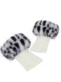 LA CARRIE Women Faux Fur Plush Leg Warmers Short Furry Fuzzy Leg Cuffs Girls Winter Knitted Boot(Black Leopard Printed)