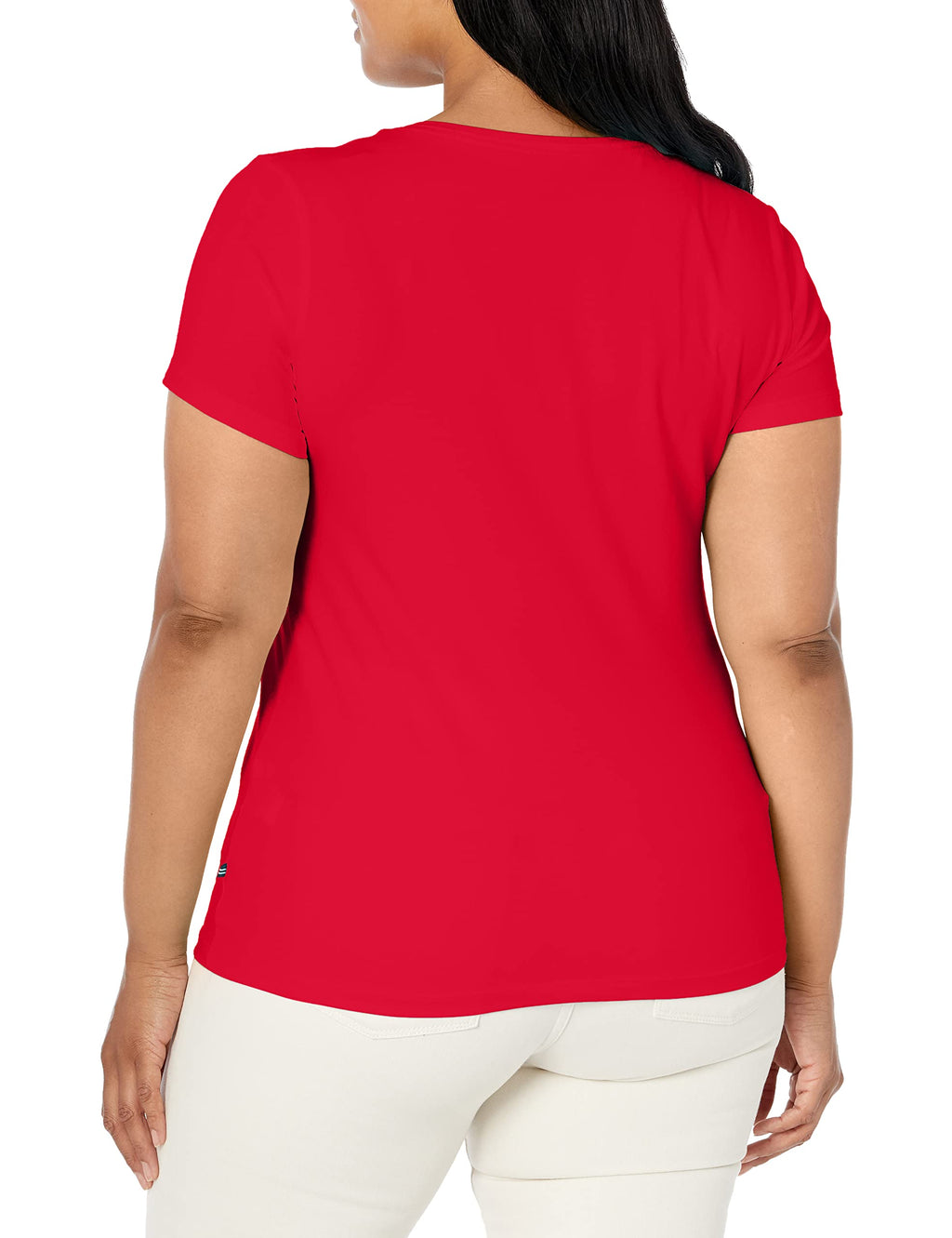 Nautica Women's Easy Comfort V-Neck Supersoft Stretch Cotton Solid T-Shirt Shirt, nautica Red, Medium