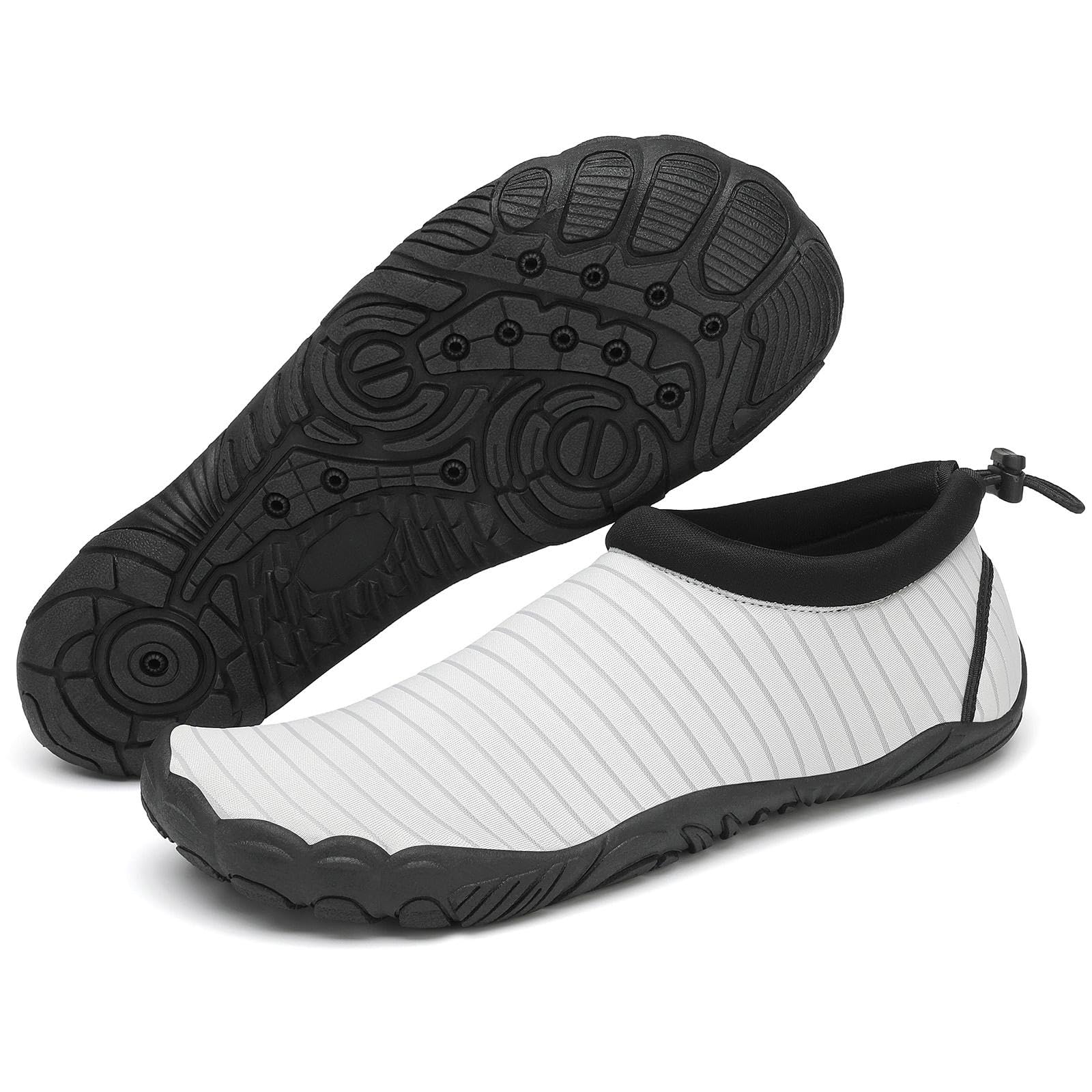 Mishansha Womens Mens Water Shoes Wide Toe Box Swim Beach Barefoot Shoes Quick Dry Non Slip Pale Grey 10 Women/8 Men
