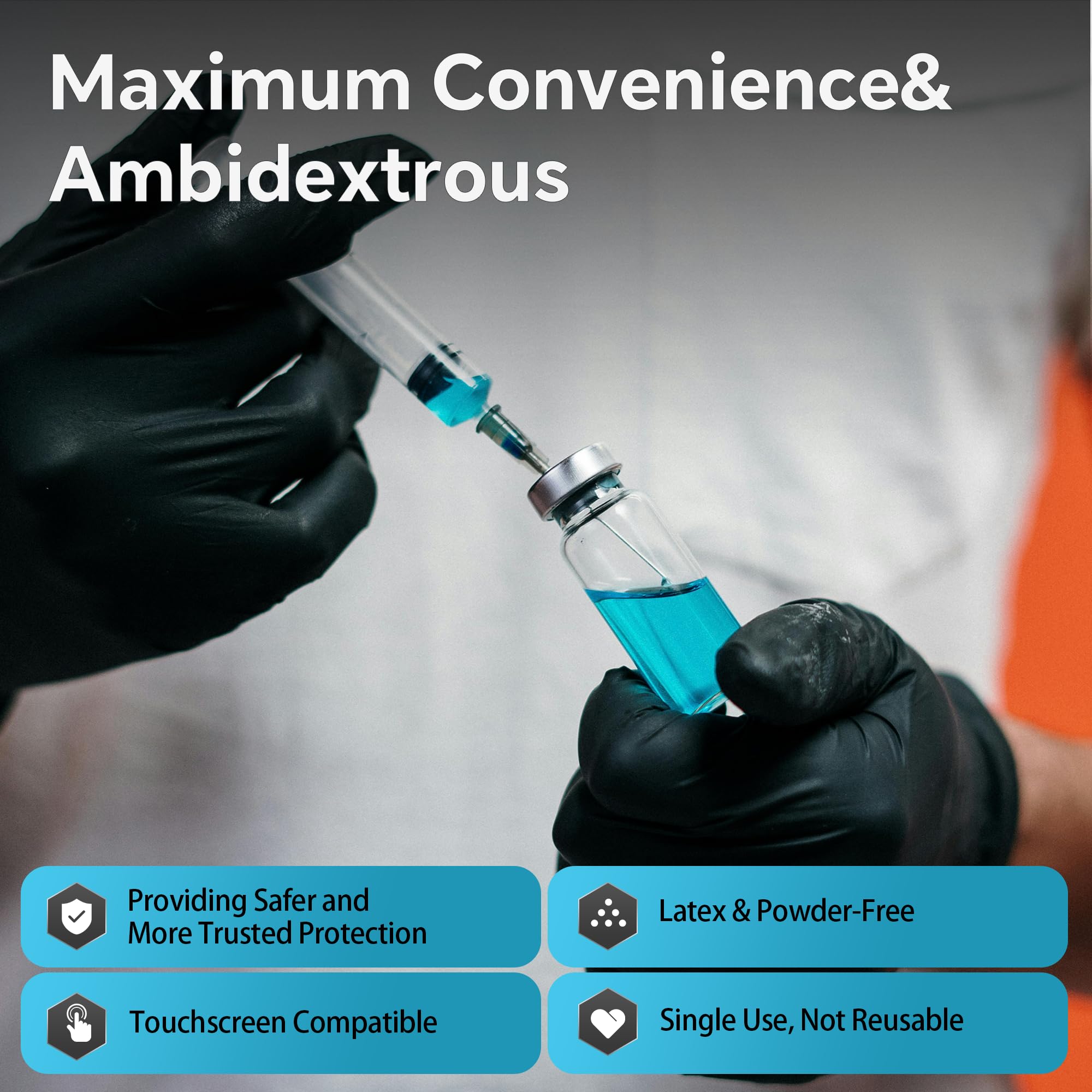 UYKKE Nitrile Gloves Disposable Latex Rubber Cooking Black Gloves Nitrile Gloves XL Black Latex Glove Disposable Latex Cooking Rubber HEAVY DUTY 6 Mil Glove