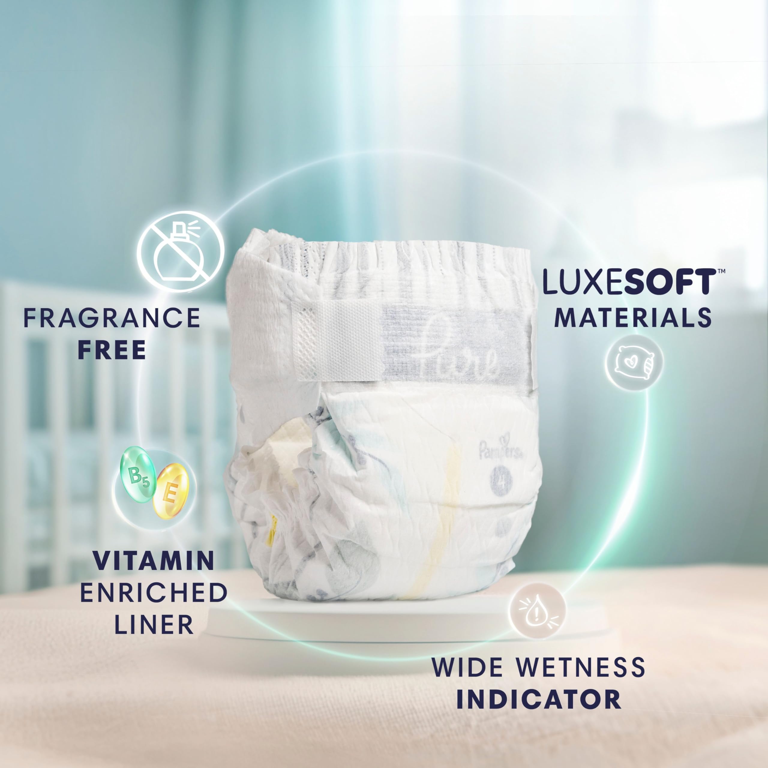 Pampers Pure Protection Baby Diapers, Size 0 (>10 lbs), 76 Count, Up to 100% Leakproof, Premium Plant-Based Skin Protection, Hypoallergenic Soft Diapers