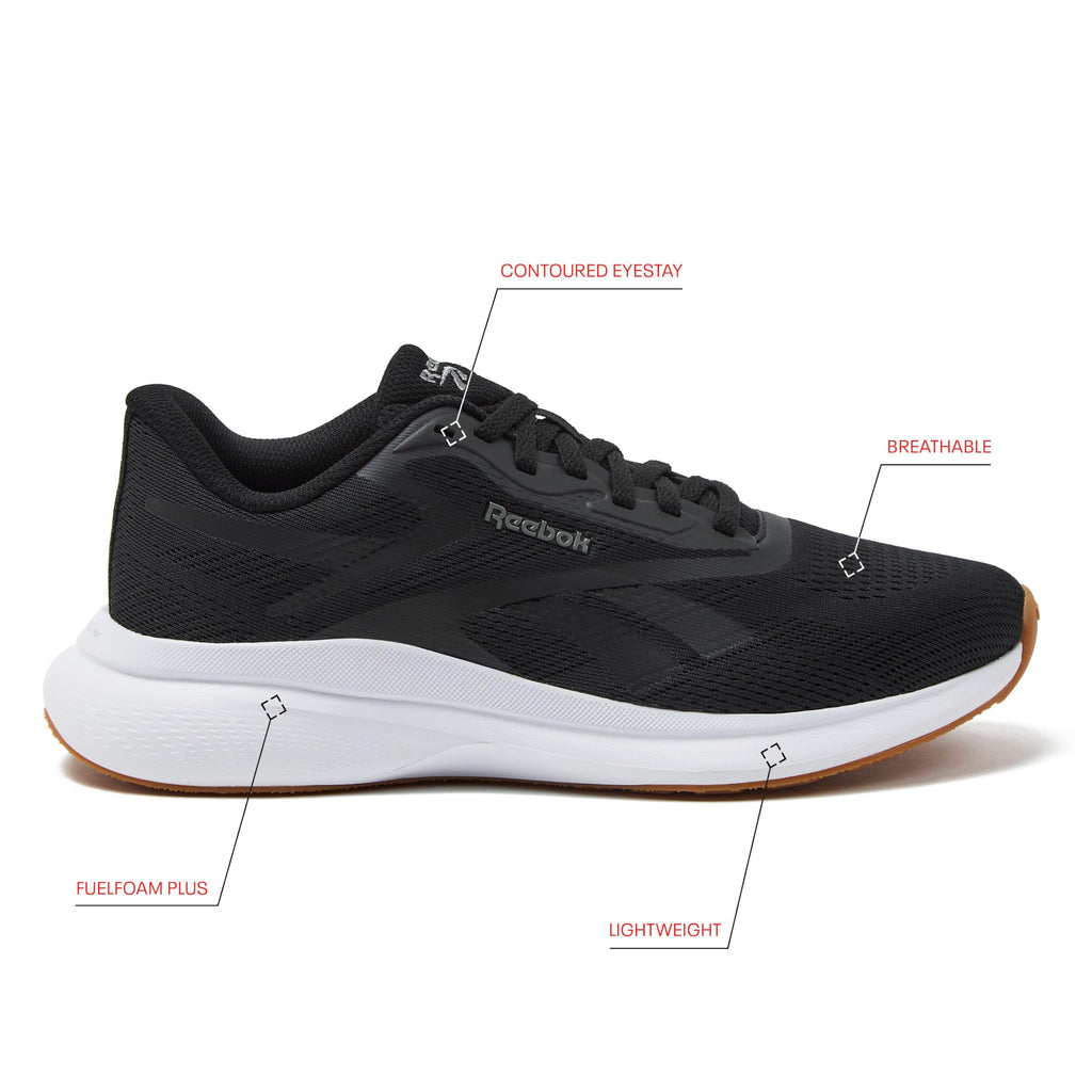 Reebok Energen Run 4 Running Shoes for Women, Lightweight Athletic Womens Sneakers Size 5 to 12, Black/White/Gum, 9.5 Medium