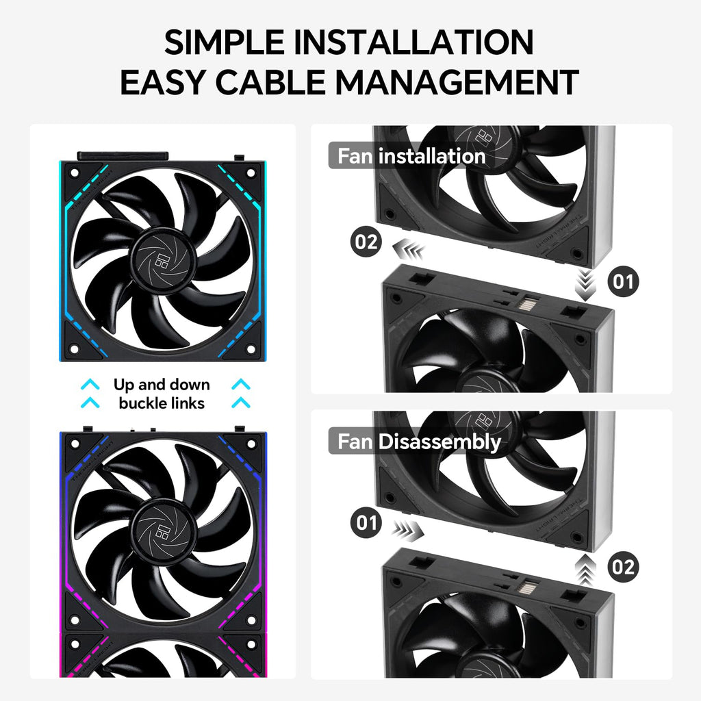 Thermalright TL-M12Q X3 120mm PC Case Fans, 2000RPM High Airflow, ARGB Daisy-Chain, Infinity-Mirror Lighting, 3-Pack