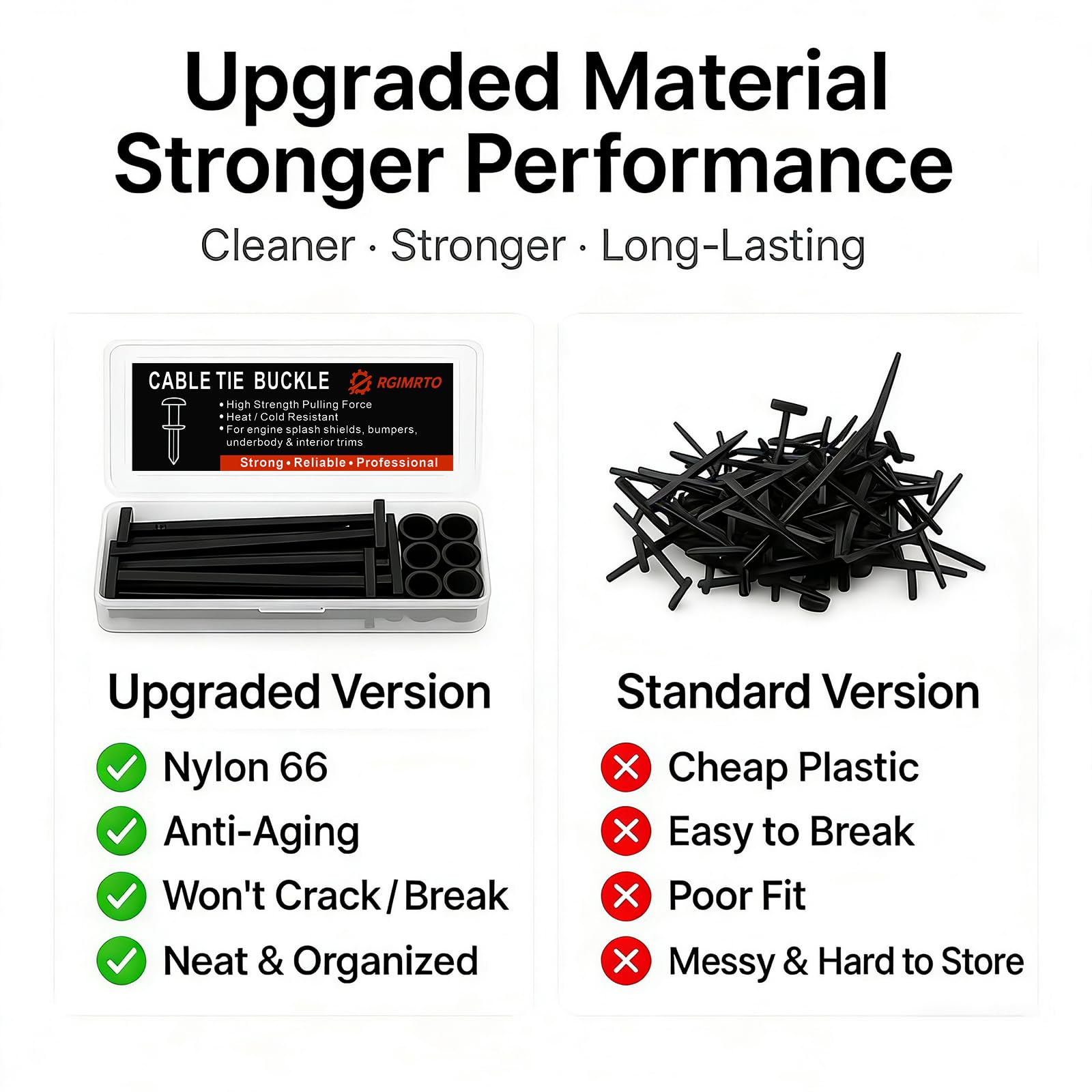 Nylon Universal Cable Tie Buckles & Automotive Tools Clips – Heavy-Duty Fasteners for Car Parts, Bumpers, Splash Shields, Fender Liners & Underbody Panels 4-Case Organizer Box 120Pcs