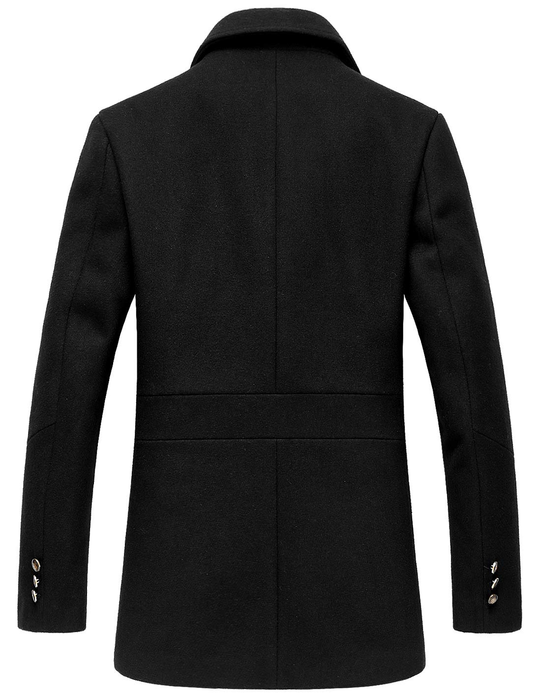 chouyatou Men's Classic Notched Collar Double Breasted Wool Blend Pea Coat (Medium, Single-Black)