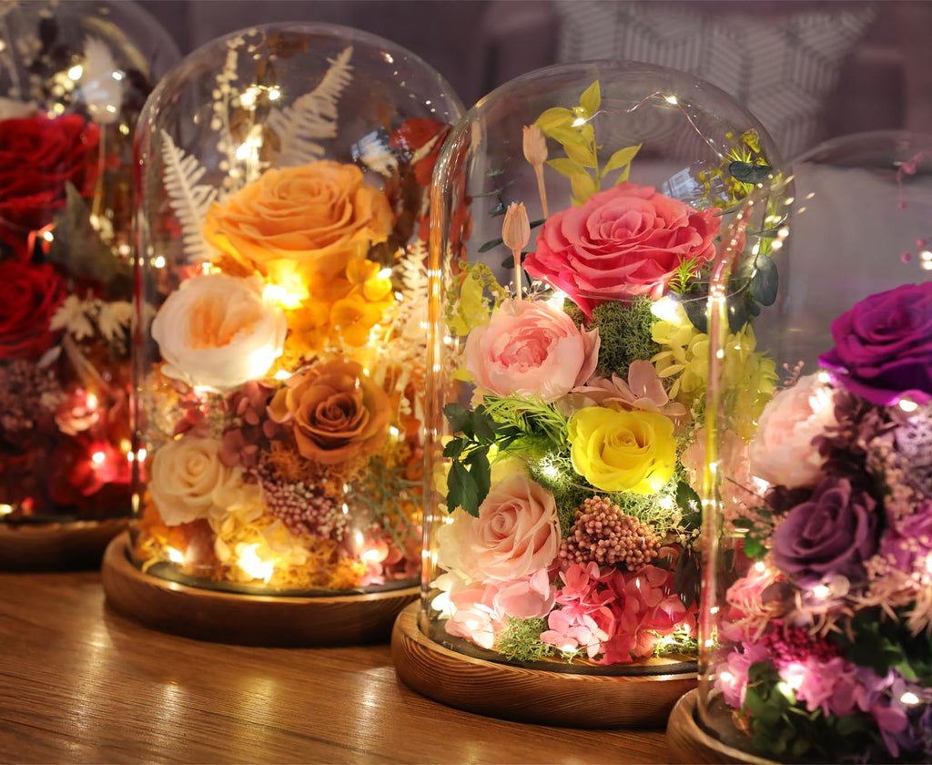 lovenfold Flowers for Delivery Preserved Flowers Rose in Glass Dome,Pink Rose Forever Flowers Birthday Gifts for Women Mom Grandma Friend for Her,Home Decor