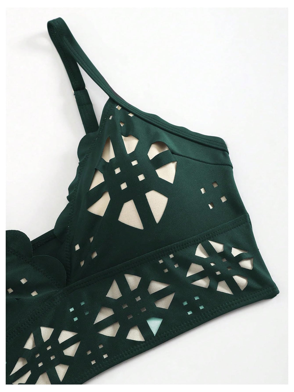WDIRARA Women's 3 Piece Swimsuit Hollow Out Bikini Set with Cover Up Pants Green Large