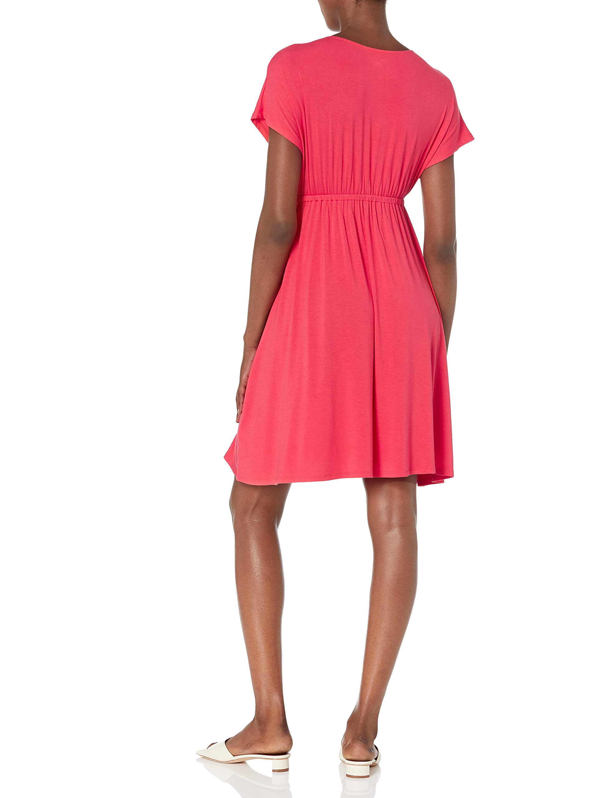 Amazon Essentials Women's Surplice Dress, Red Coral, XL