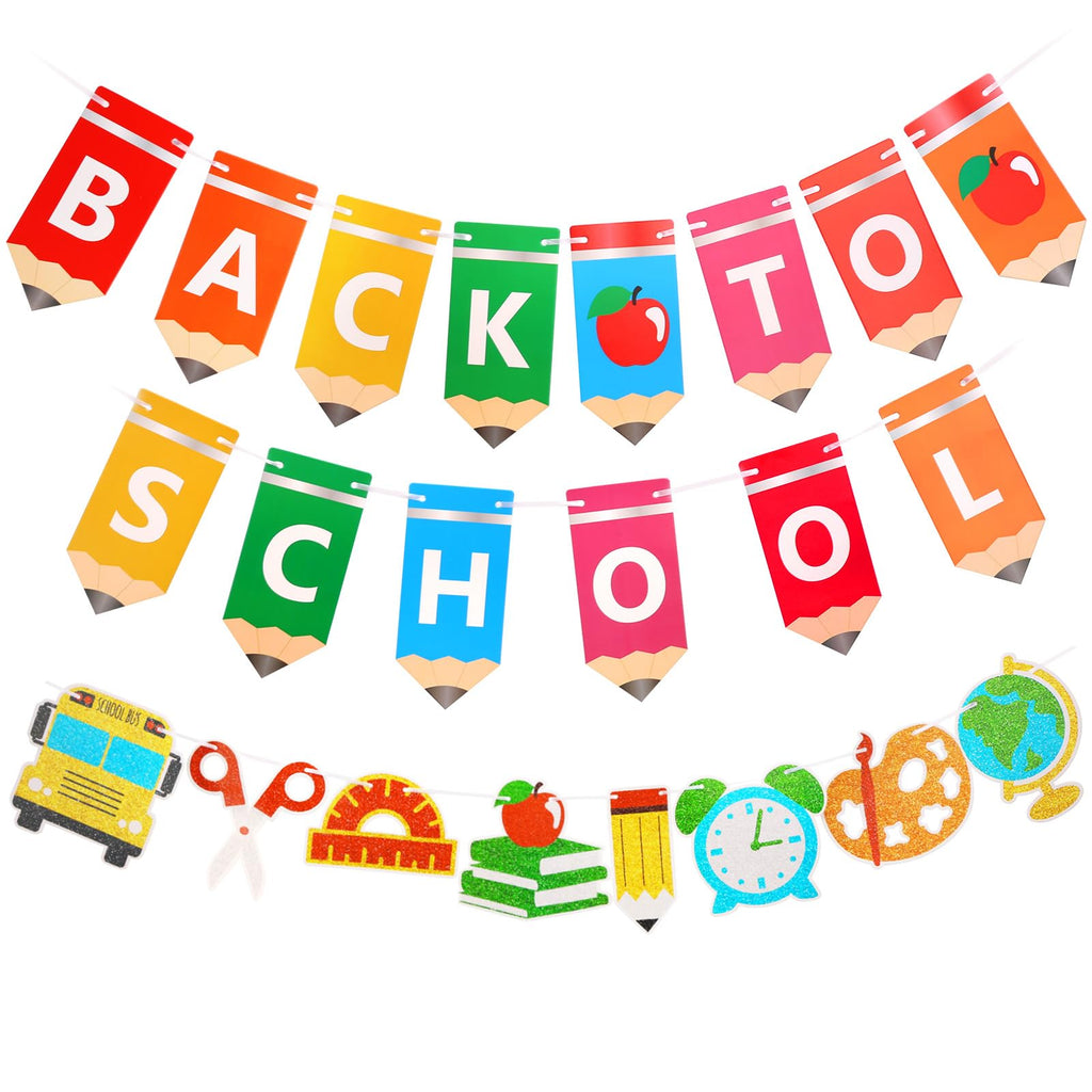 Back to School Decorations Set, First Day of School Banner for Classroom
