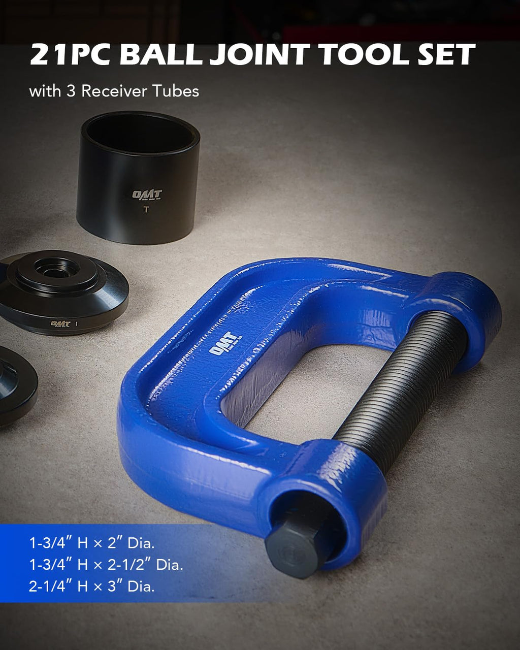 Orion Motor Tech Ball Joint Press Kit, 21-Piece Ball Joint Removal Tool for Installing and Removing Ball Joints, U Joints, and Anchor Pins, Heavy Duty Ball Joint Press Tool for 2WD and 4WD Vehicles