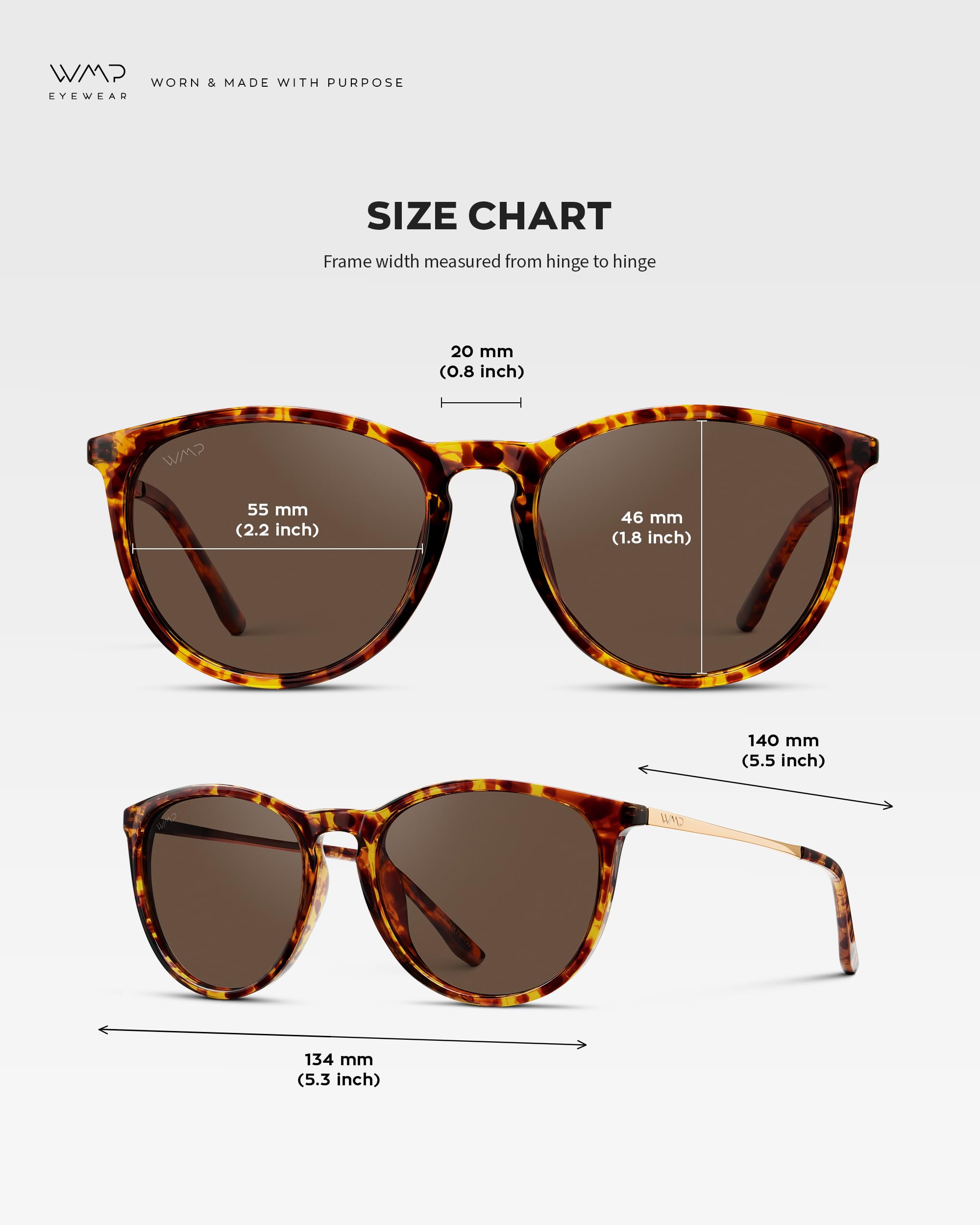 WearMe Pro Round Polarized Sunglasses for Women - UV400 Protection, Lightweight Tortoise Shell Frame, Vintage Retro Designer Style (Tortoise Frame/Brown Lens)