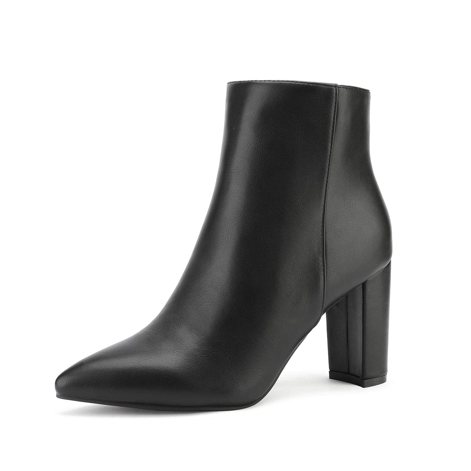 DREAM PAIRS Women's Chunky Heel Ankle Booties Pointed Toe Short Boots,Size 8,Black/Pu,SIANNA-1