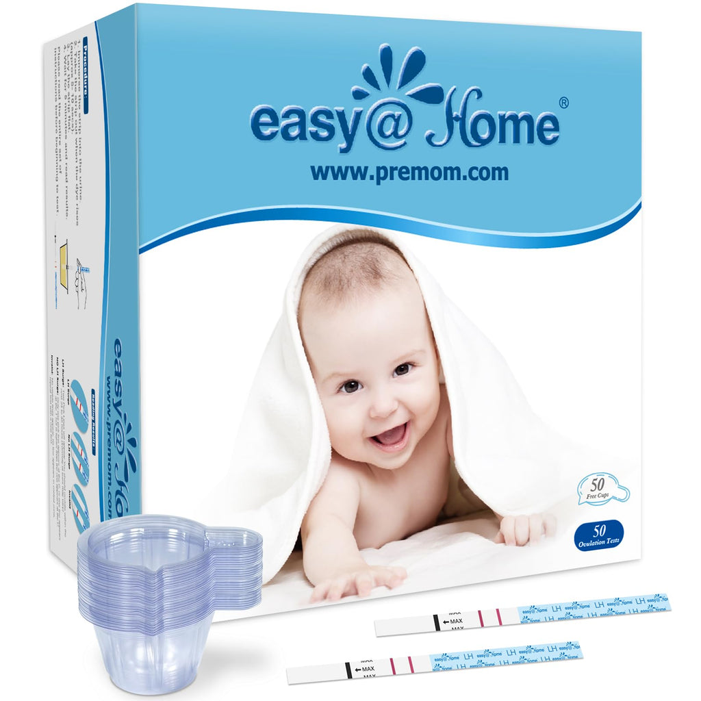 Easy@Home Ovulation Test Predictor Kit : Accurate Fertility Test for Women (Width of 5mm), Fertility Monitor Test Strips, 50 LH Strips with 50 Urine Cups