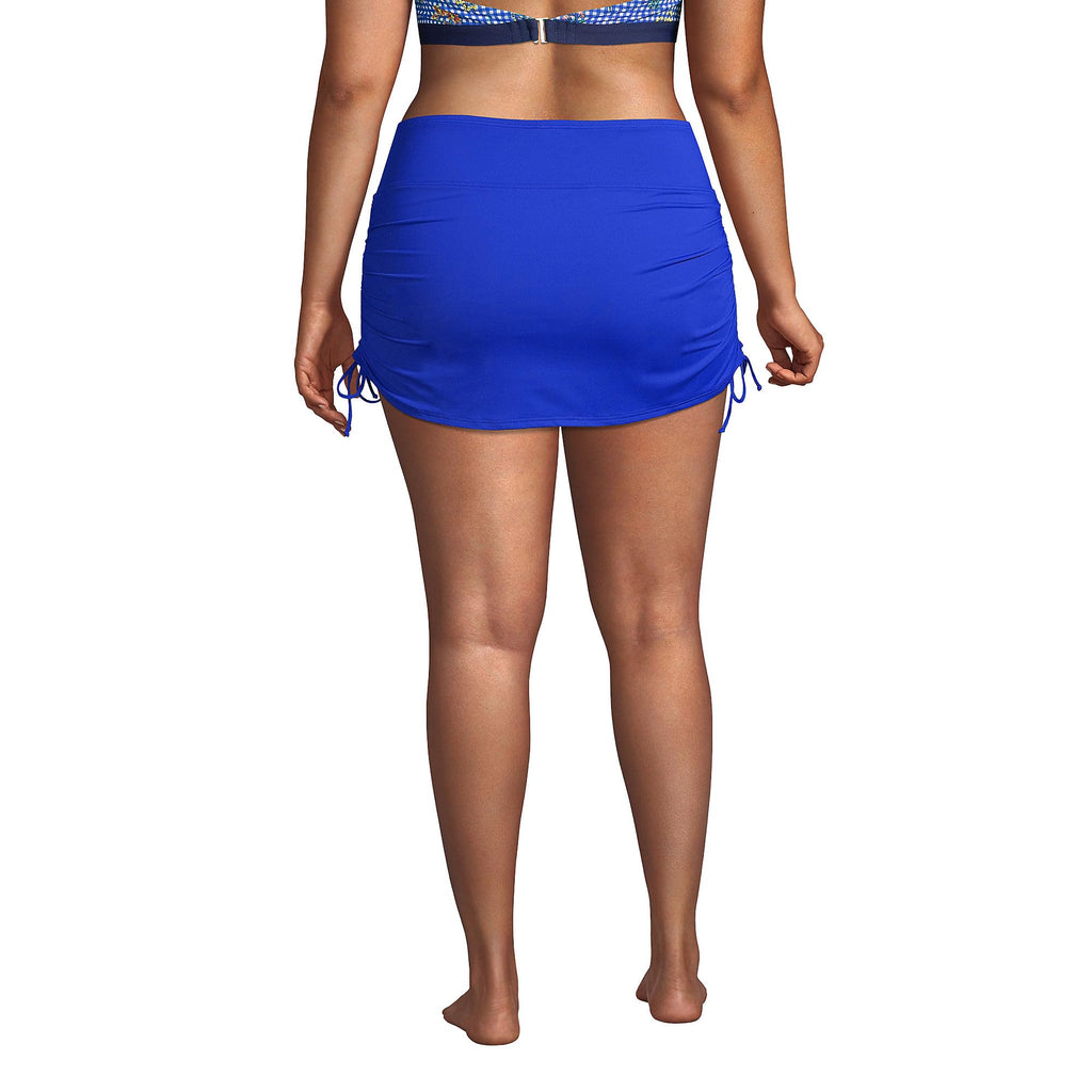Lands' End Womens Chlorine Resistant Adjustable Swim Skirt Control Electric Blue Regular 4