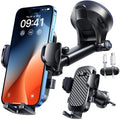 YRU True Military-Grade [360° Rotation Suction] 2026 Ultimate Car Phone Holder Mount 【90+LBS Safest Strongest & Patent Certs】 Dashboard Windshield Vent for iPhone 17 16 Pro Max Samsung, Gloss Black