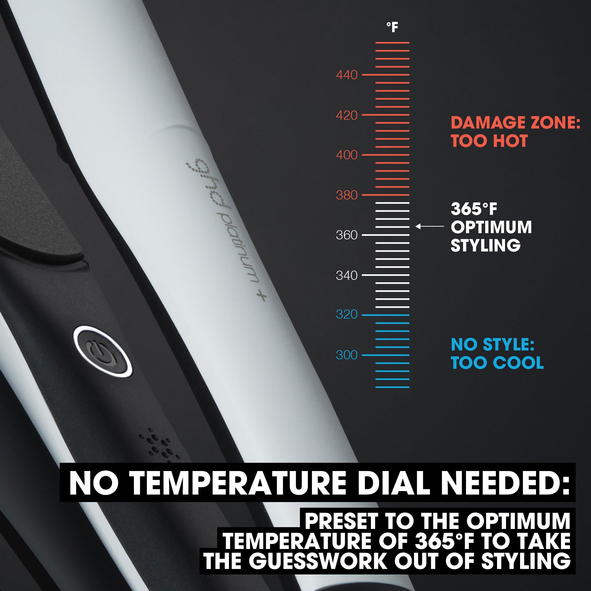 ghd Platinum+ Styler ― 1" Flat Iron Hair Straightener, Professional Ceramic Hair Styling Tool for Stronger Hair, More Shine, & More Color Protection - White