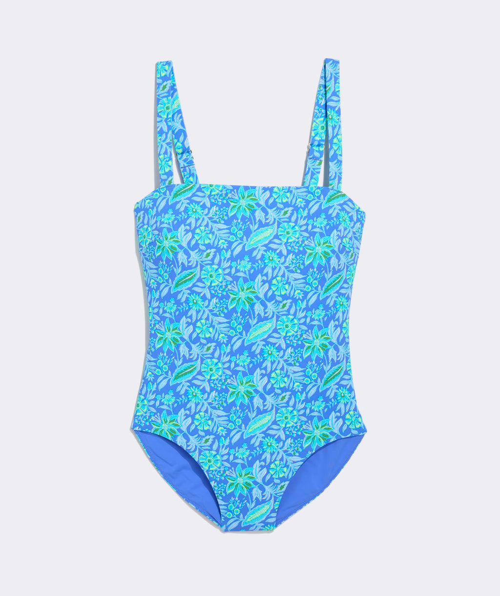 vineyard vines Southampton Square Neck One-Piece, Breaker Blue Bayley, XL