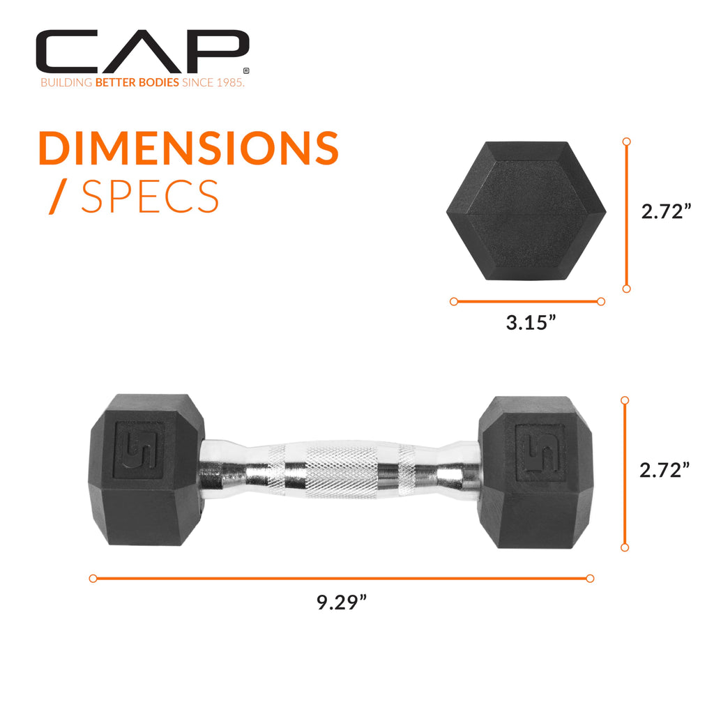 CAP Barbell 50lb Set of Coated Hex Dumbbells, 5lbx2 and 20lbx2