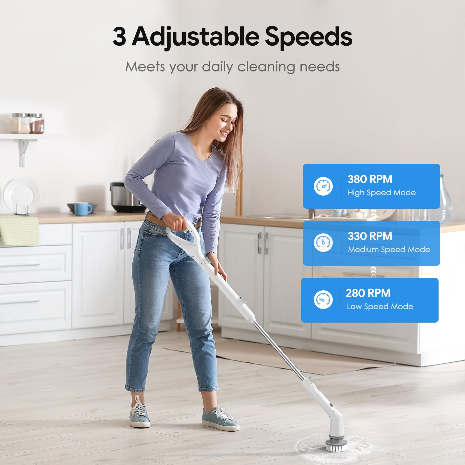 Sorpci Electric Spin Scrubber, 2026 New Cordless Cleaning Brush, Shower Cleaning Brush with 7 Replaceable Brush Heads, Power Scrubber 3 Adjustable Speeds, Detachable Long Handle & IPX7 Waterproof