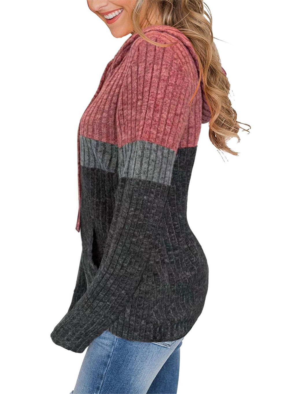 Lylinan Sweaters for Women Fall Clothes Early Fall Fashion 2025 Long Sleeve Shirts for Women Tops Boho Hoodies Winter Clothing Christmas Sweatshirts Trendy Comfiest Airport Outfits Lightred Gray XXL