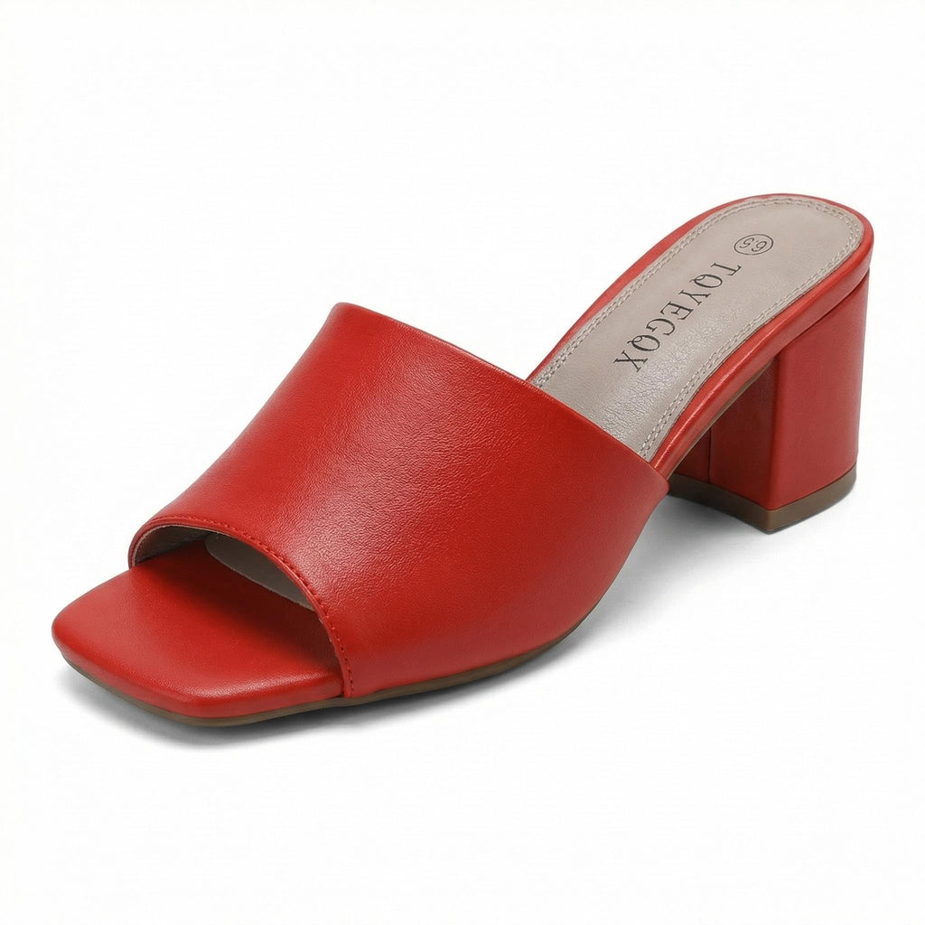 TQYEGQX Women's Heeled Sandals Square Open Toe comfortable Heeled Mules Chunky Block Low Heel On Slides