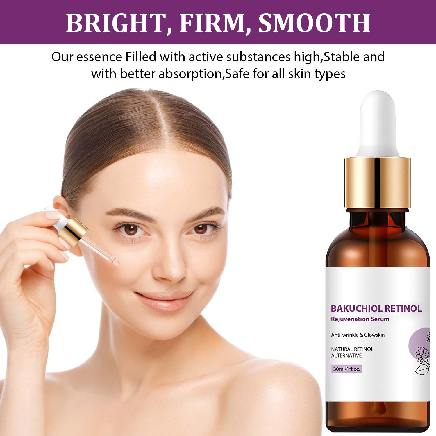 Bakuchiol Retinol Rejuvenation Serum,Venature Bakuchiol Retinol Korean, Retinol Serum for Wrinkles, Best Anti-Aging, Moisturising Skin (2PCS)