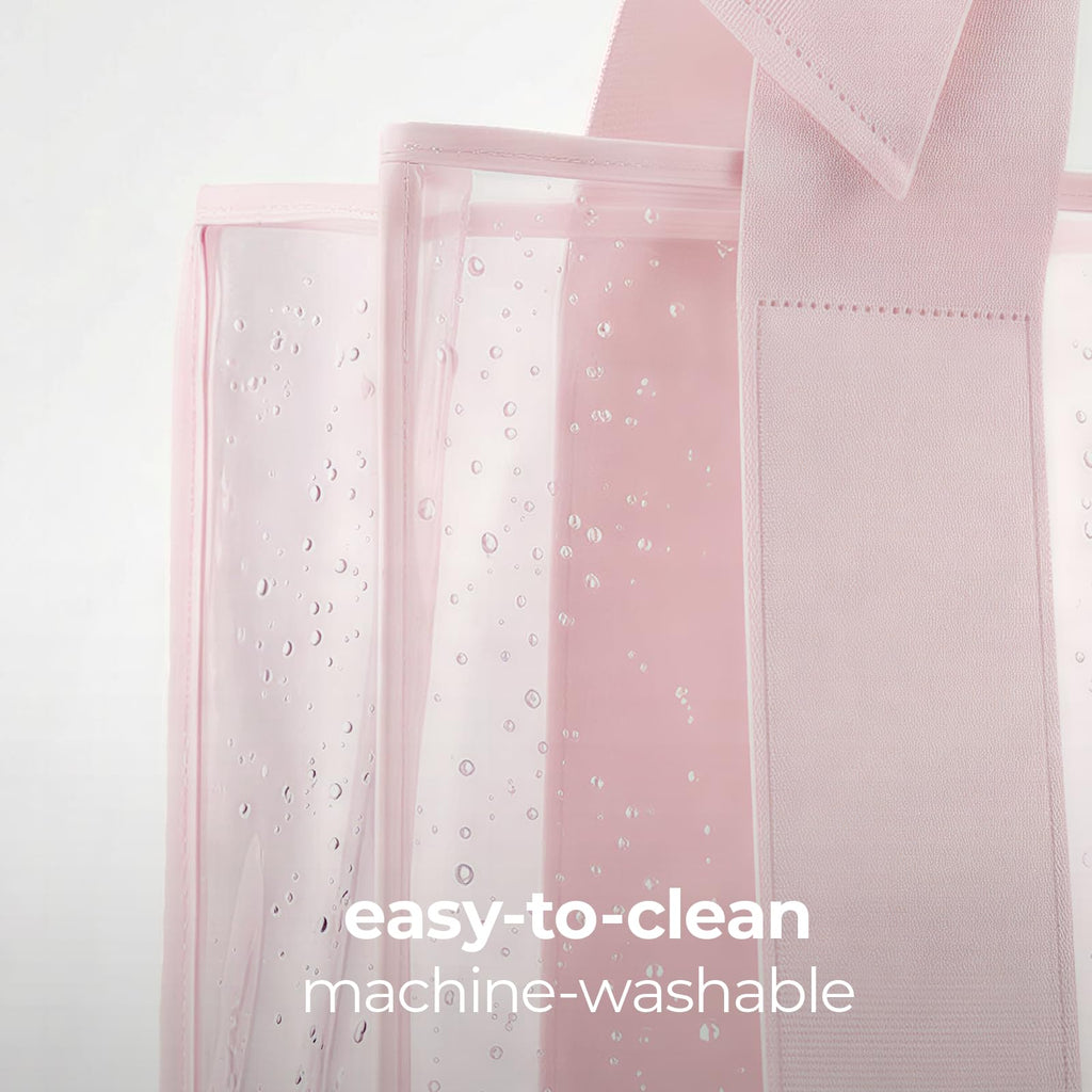 Case-Mate Pink Bow Jelly Tote - Lightweight Tote Bag with Phone Pouch for Women - Waterproof, Tip-Proof, Foldable & Washable - Handbag for Everyday Use, Travel, Pool & Vacation - Large