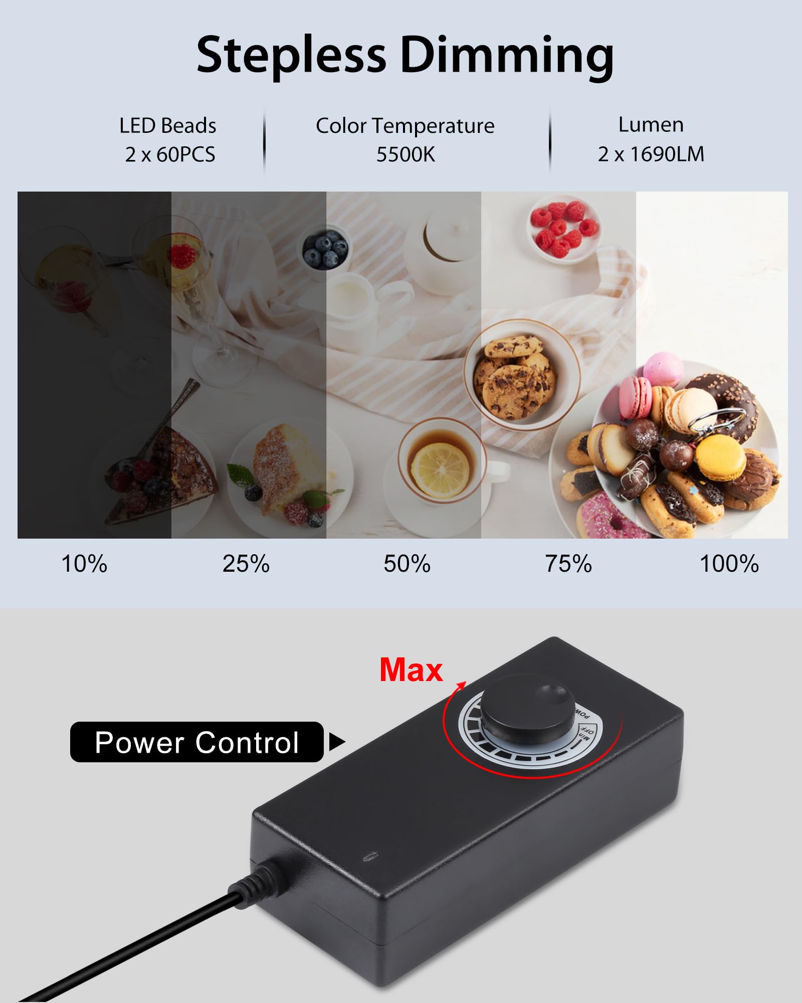 PULUZ Light Box Photography, 24x24 inch Large Photo Studio Light Box, Professional Dimmable Photo Booth with 120 LED Lights & 6 Backdrops for Jewelry and Food Items Product Photography