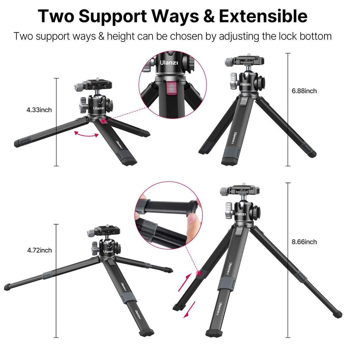 Portable Desktop Mini Tripod PICTRON MT-24 Compact Camera Tripod Aluminum