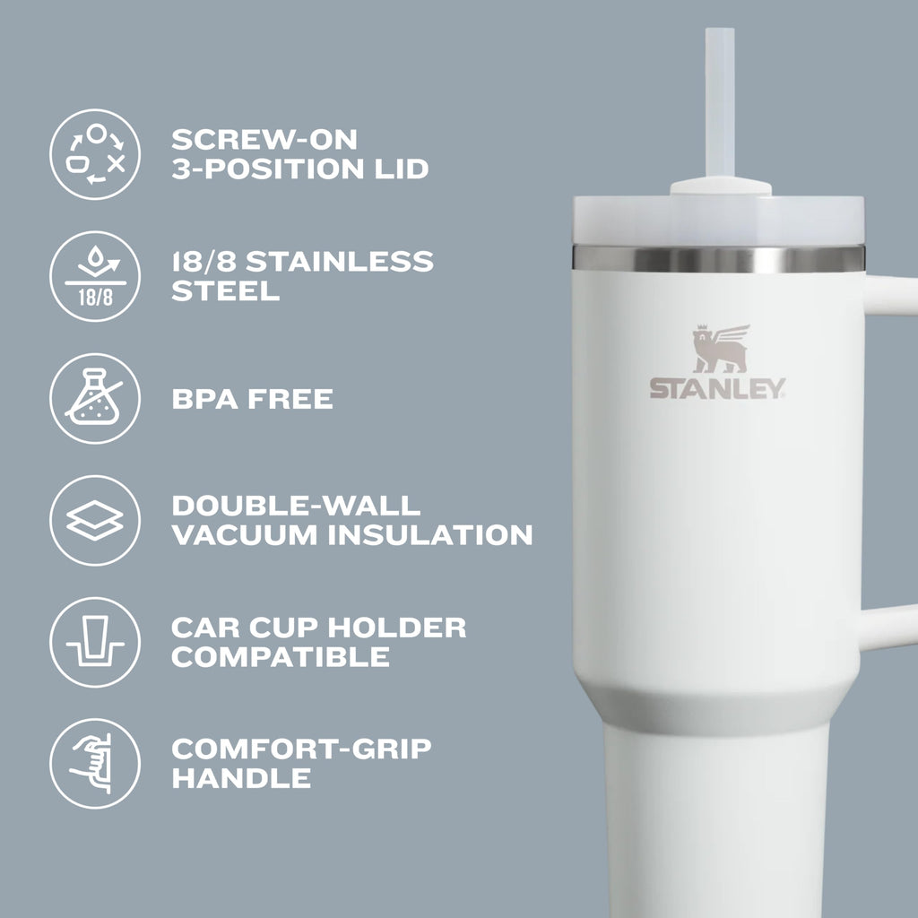 STANLEY Quencher H2.0 Tumbler with Handle and Straw 30 oz | Flowstate 3-Position Lid | Cup Holder Compatible for Travel | Insulated Stainless Steel Cup | BPA-Free | Pomelo