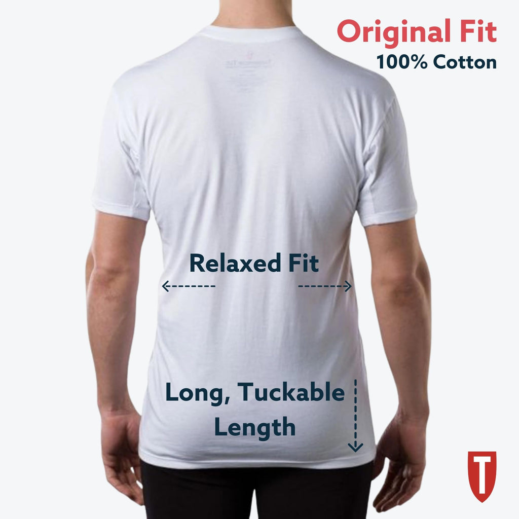 Men's Sweatproof Undershirt - Cotton V Neck T-Shirt with Underarm Sweat Pads - Original Fit - Aluminum-Free Alternative - White - X-Large