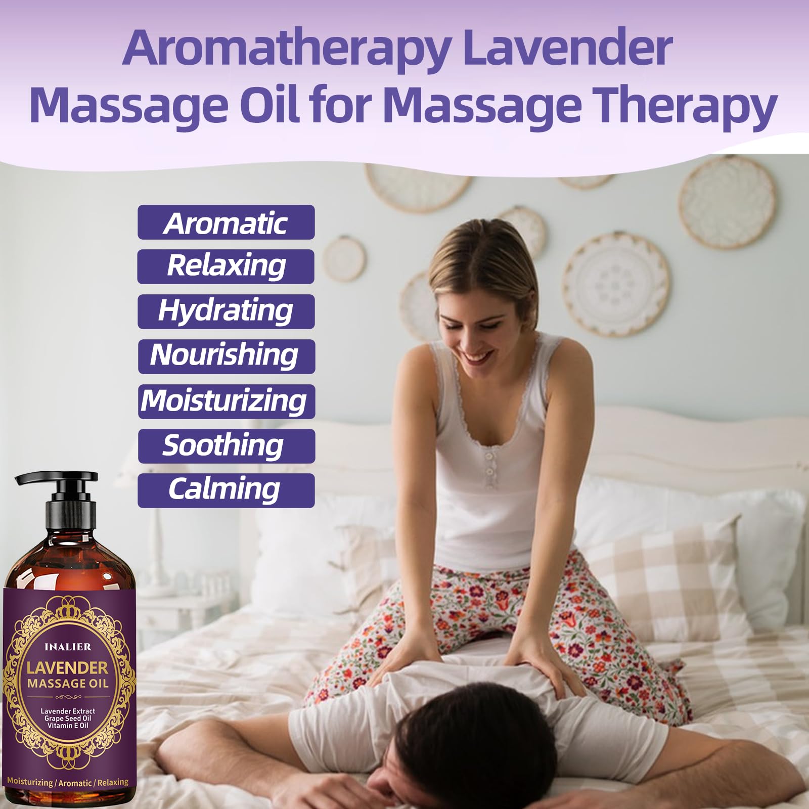 Massage Oil for Massage Therapy,﻿Lavender Oil with Massage Roller Ball & Thumb Saver,SPA Relaxing Oi for Soothing,Massage Kit Spa Gifts for Him Her,Gifts for Men Women