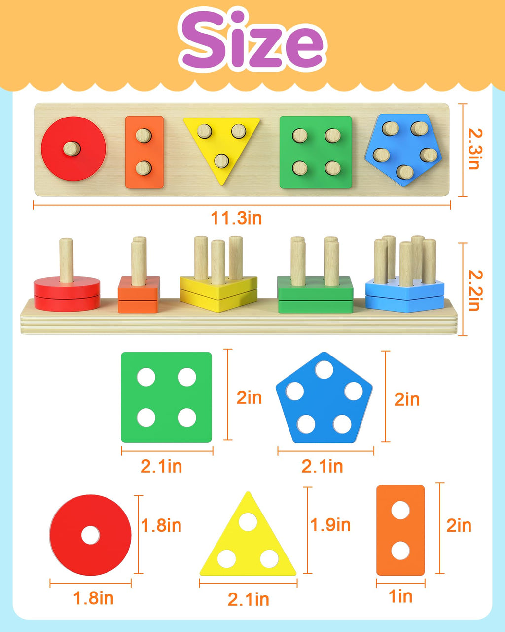 Tonberless Montessori Toys for 1 2 3 Year Old Boy Girl, Toys for Ages 2-4 Toddlers Kids Baby, 1 2 Year Old Birthday Gifts, Wooden Learning Puzzles Easter Basket Stuffers Toys for Toddlers 1-3