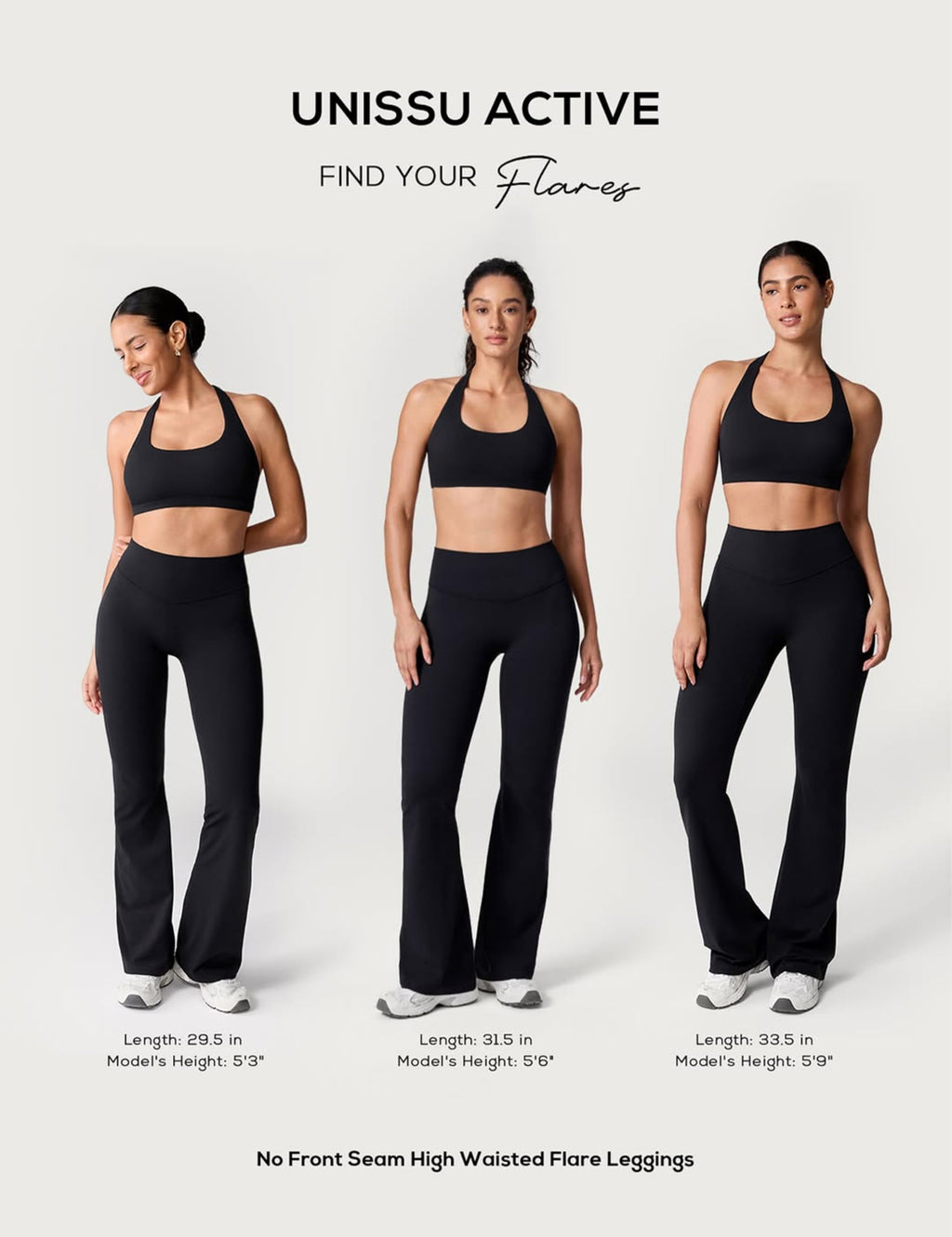 UNISSU Hugcurve No Front Seam High Waisted Flare Leggings for Women Bootcut Yoga Pants Buttery Soft Lounge Workout - 31.5'' Black Medium