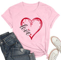 Womens Valentines Shirts Cute Love Heart Tshirts Funny Teen Girl's Valentine's Short Sleeve E-Pink