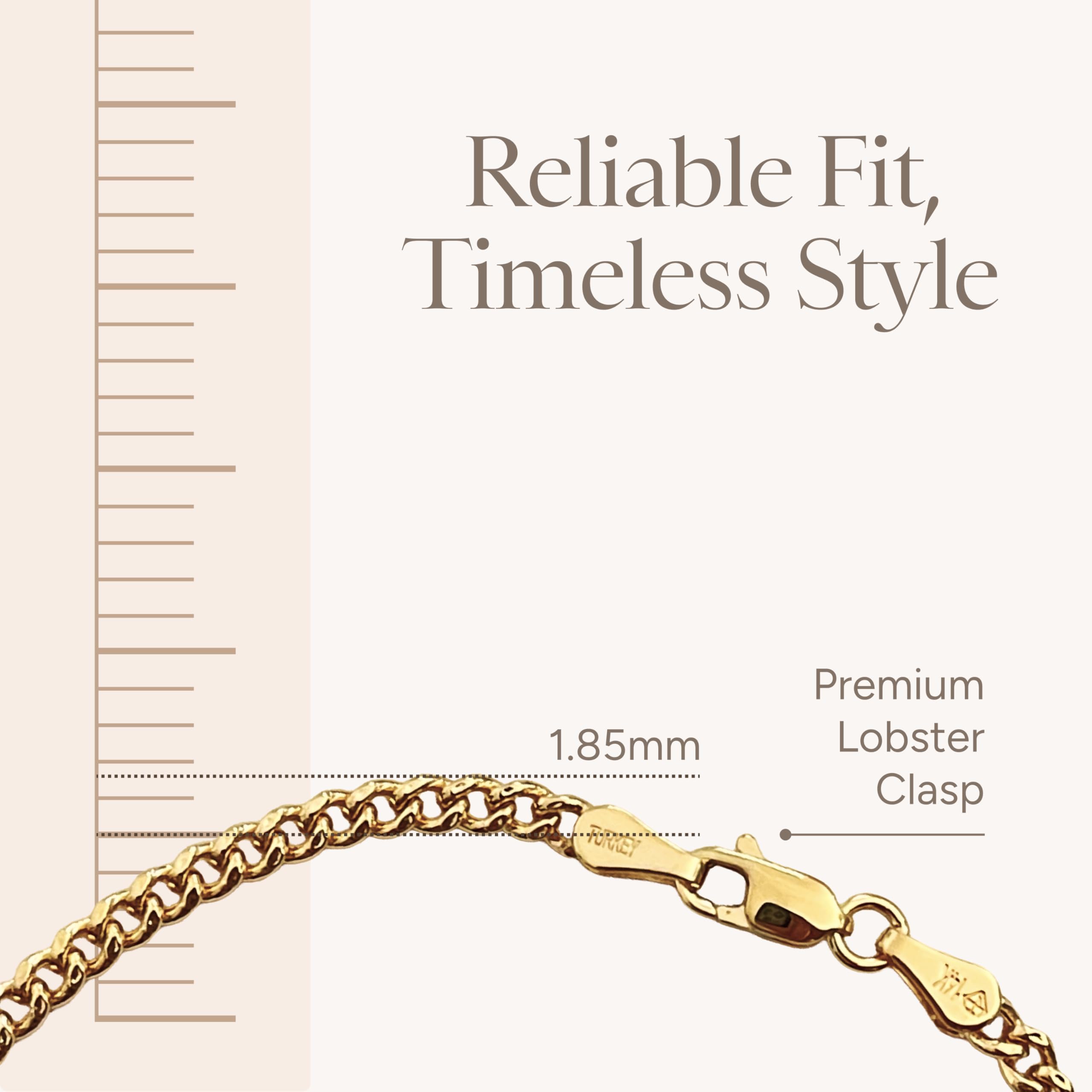 JEWELHEART 14K Gold Miami Cuban Link Chain Men - 2.15mm Diamond Cut Cuban Curb Chain - Dainty Yellow Real Gold Necklaces For Women with Lobster Clasp 20"