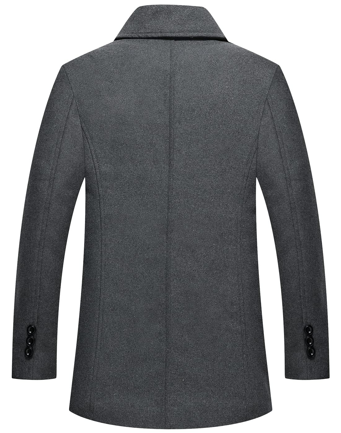 chouyatou Men's Classic Notched Collar Double Breasted Wool Blend Pea Coat (Medium, Gray)