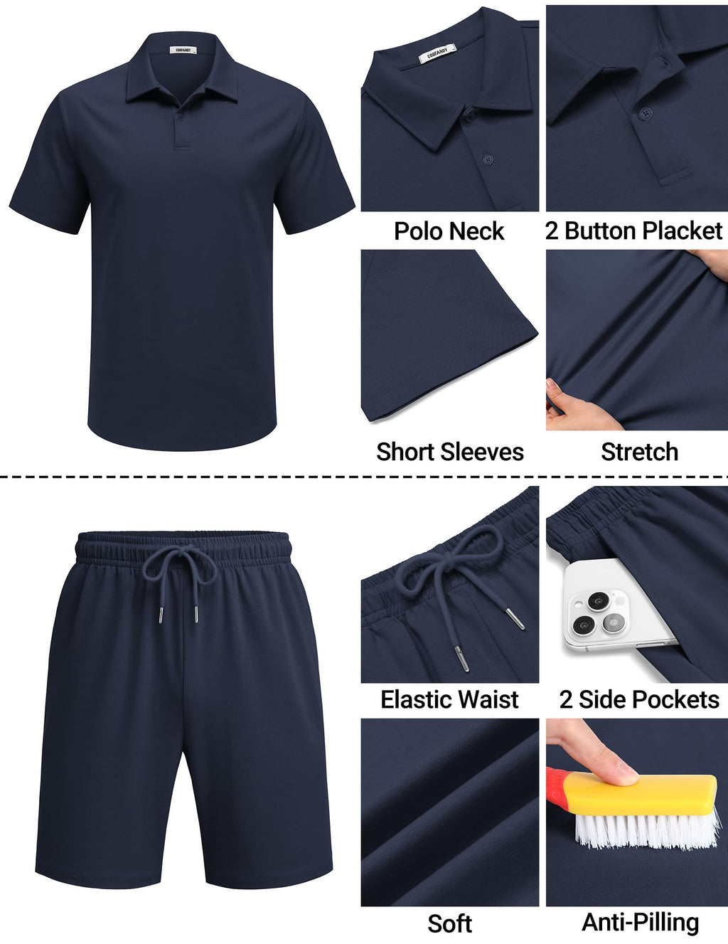 COOFANDY Men's Summer Outfits Short Sleeve Tracksuit T Shirt & Shorts Sets 2 Pockets Oversize Two Piece for Casual Daily
