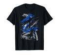 Blue and Black Urban Art Graphic T-Shirt